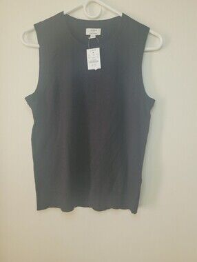 J.Crew Factory Classic Shell Sweater Women's Medium Black 100% Cotton Sleeveless